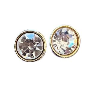 KATE‎ SPADE Round Gum Drop Clear Crystal & Gold Stud Earrings